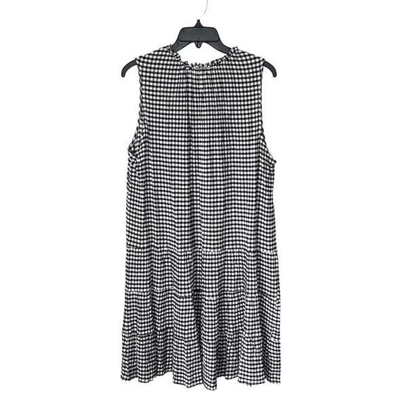 Max Studio Womens Gingham Sleeveless Tiered Mini Dress Black White 2X NWOT - Picture 3 of 8